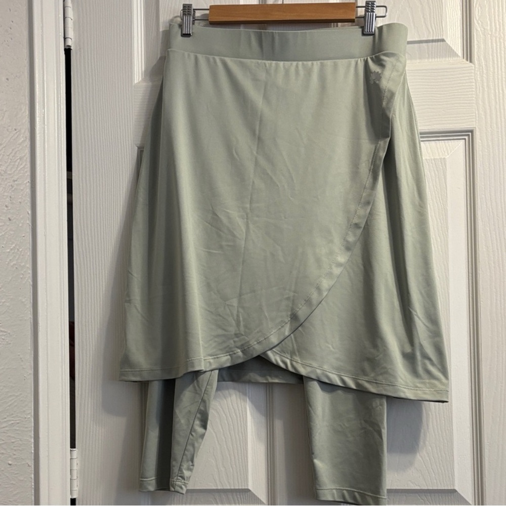 Asymmetrical Sage Wrap Skirt with Built-In Leggings